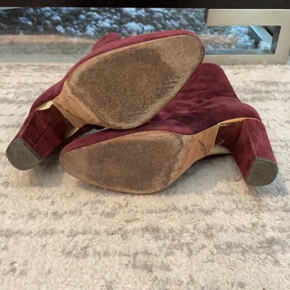 Brian Atwood Maroon Suede Booties Size 6 - Picture 4 of 6